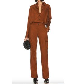 Style 1-1577633114-1498 RtA Brown Size 4 Free Shipping Pockets Polyester Tall Height Jumpsuit Dress on Queenly