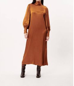 Style 1-1584037680-3855 FRNCH Gold Size 0 Sleeves Long Sleeve High Neck Straight Dress on Queenly