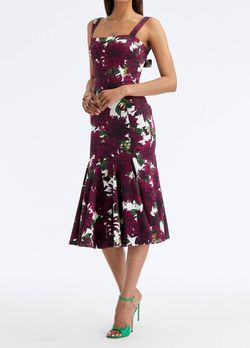 Style 1-1616170421-3681 Oscar de la Renta Red Size 6 Flare Jersey Print Tall Height Cocktail Dress on Queenly