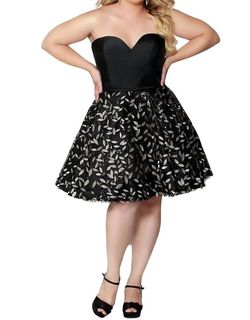 Style 1-1620715680-397 Sydney's Closet Black Size 14 Plus Size Silk Cocktail Dress on Queenly
