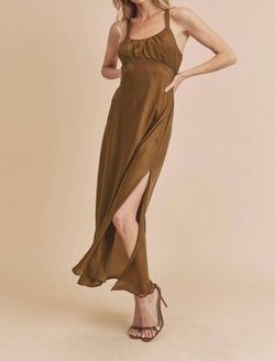 Style 1-1731361811-2791 AEMI + CO Brown Size 12 Free Shipping Floor Length Polyester Side slit Dress on Queenly