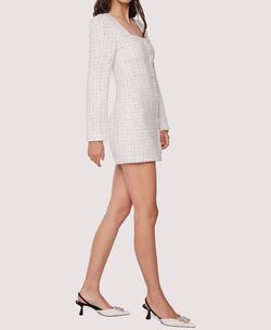 Style 1-1883076992-2901 LOST + WANDER White Size 8 Engagement Bachelorette Tweed Cocktail Dress on Queenly