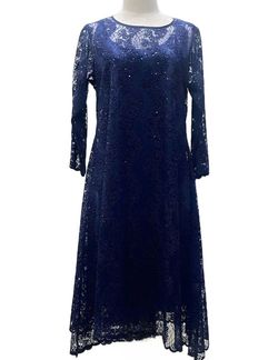 Style 1-1891894632-2901 Staples Blue Size 8 Sleeves Long Sleeve Sequined Cocktail Dress on Queenly