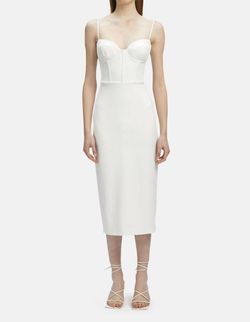 Style 1-2105749457-3236 BARDOT White Size 4 Bridal Shower Jersey Corset Engagement Cocktail Dress on Queenly