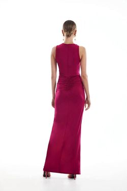 Style 1-2117855352-3236 krisa Pink Size 4 Silk Magenta Side slit Dress on Queenly