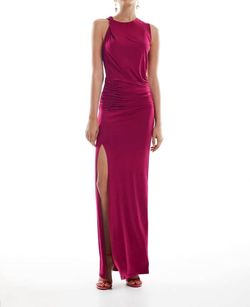 Style 1-2117855352-3236 krisa Pink Size 4 Silk Black Tie Floor Length Side slit Dress on Queenly