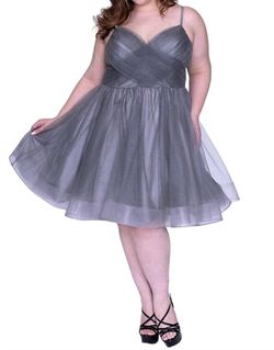Style 1-2223885288-520 Sydney's Closet Gray Size 18 Sweetheart Cocktail Dress on Queenly