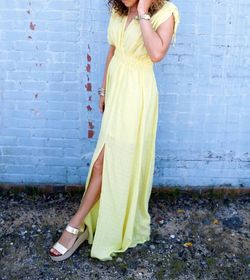 Style 1-2417289588-3011 Mustard Seed Yellow Size 8 Tall Height Straight Dress on Queenly