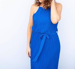 Style 1-259654443-3011 SHE + SKY Royal Blue Size 8 Tall Height Square Neck Straight Dress on Queenly