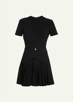Style 1-279941752-3656 Oscar de la Renta Black Size 4 Sleeves Belt Mini Cocktail Dress on Queenly