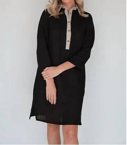 Style 1-2928647169-2588 iLinen Black Size 0 Long Sleeve Belt Pockets Cocktail Dress on Queenly