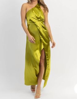 Style 1-3008023288-2696 LENA Green Size 12 Free Shipping Satin One Shoulder Cocktail Dress on Queenly