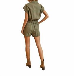 Style 1-301895091-2696 Sweet Lovely by Jen Green Size 12 Cap Sleeve Pockets Olive Plus Size Jumpsuit Dress on Queenly
