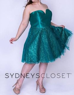 Style 1-3128916153-770 Sydney's Closet Green Size 26 Tulle Emerald Cocktail Dress on Queenly