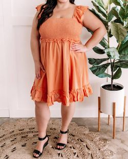 Style 1-3269977489-3011 DAVI & DANI Orange Size 8 Square Neck Summer Tall Height Sorority Cocktail Dress on Queenly