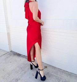 Style 1-367291284-2696 LUCY PARIS Red Size 12 Halter Free Shipping Tall Height Cocktail Dress on Queenly