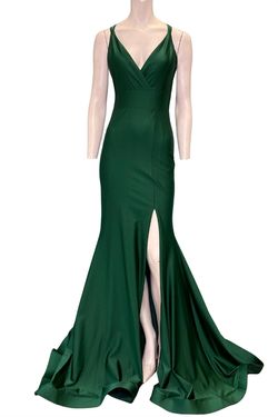 Style 1-3676314715-3236 JESSICA ANGEL Green Size 4 Fitted Floor Length Mini Side slit Dress on Queenly