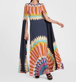 Style 1-4025404156-2696 La DOUBLEJ Blue Size 12 Print Sleeves Straight Dress on Queenly