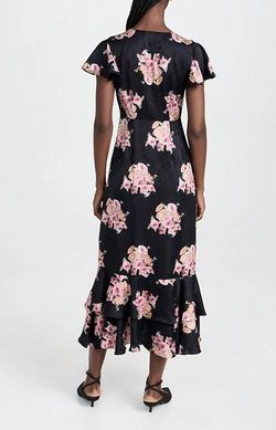 Style 1-4052160441-1498 LoveShackFancy Black Size 4 Satin Floral Cocktail Dress on Queenly