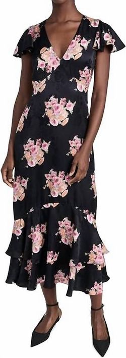 Style 1-4052160441-1498 LoveShackFancy Black Size 4 Satin Floral Cocktail Dress on Queenly