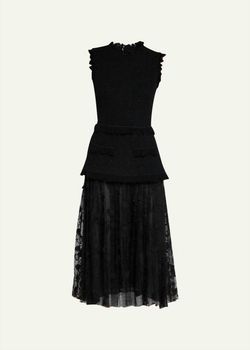 Style 1-4093487207-3710 Oscar de la Renta Black Size 8 Wednesday Polyester Tweed Fringe Cocktail Dress on Queenly