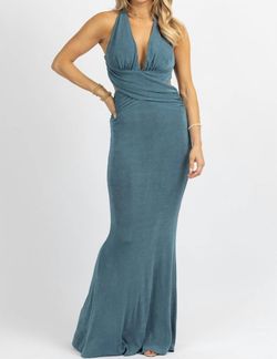 Style 1-4132554597-2696 LUXXEL Blue Size 12 Teal Floor Length Straight Dress on Queenly