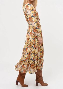 Style 1-4155658144-2901 GREYLIN Yellow Size 8 Floral Belt Long Sleeve Cocktail Dress on Queenly