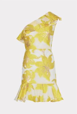Style 1-536968658-649 MILLY Gold Size 2 Free Shipping Floral Polyester Cocktail Dress on Queenly