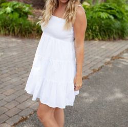 Style 1-581763923-3011 ANGIE White Size 8 Tall Height Bridal Shower Engagement Summer Casual Cocktail Dress on Queenly