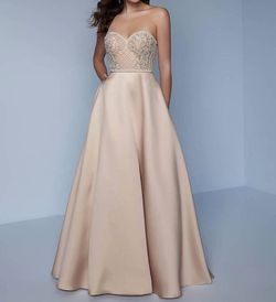 Style 1-799832224-98 Landa Designs Nude Size 10 Tall Height Silk Ball gown on Queenly