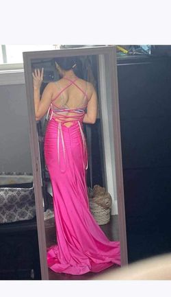 Faviana Pink Size 0 Floor Length Plunge Jersey Mermaid Dress on Queenly