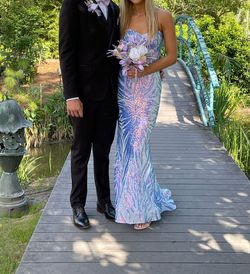 Jovani Multicolor Size 4 Prom 50 Off Floor Length Jersey Mermaid Dress on Queenly
