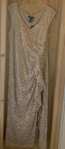 Style G103M Celeste Nude Size 16 Sequined Plus Size Jersey Floor Length Side slit Dress on Queenly