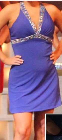 Alyce Paris Blue Size 4 Halter Cocktail Dress on Queenly