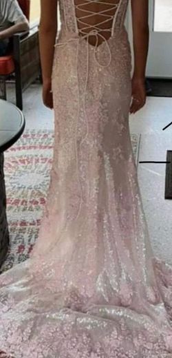 Sherri Hill Pink Size 00 Floor Length Jersey Plunge Mermaid Dress on Queenly