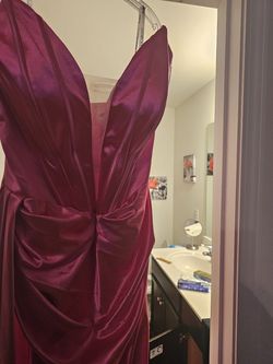 Terry Costa Pink Size 16 Black Tie Floor Length Side slit Dress on Queenly