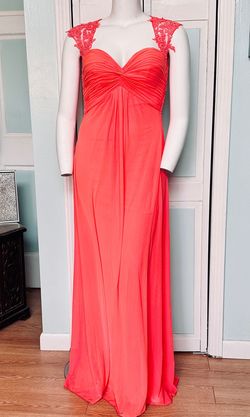 Style 20844 La Femme Orange Size 12 Prom Cap Sleeve Floor Length A-line Dress on Queenly