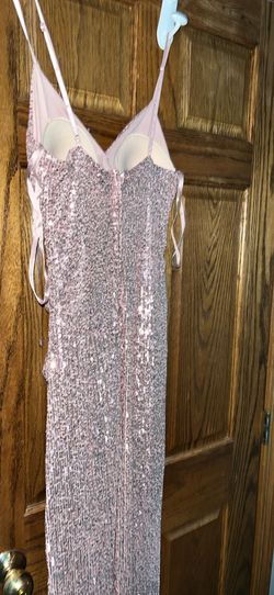 Windsor Pink Size 12 Sequined Prom Plunge Wedding Guest Side slit Dress on Queenly