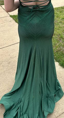 Sherri Hill Green Size 10 Jersey Emerald Side slit Dress on Queenly