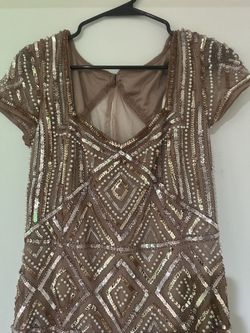 Adrianna Papell Nude Size 10 Cap Sleeve Jewelled 50 Off Wedding Guest A-line Dress on Queenly