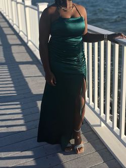 Style Dark Forest Green String-Strap Dress 💚 ONLY WORE TWICE, Perfect for Homecoming & Prom, No Damage, Fair Price Crystal ball Green Size 8 Free Shipping Floor Length A-line Dress on Queenly