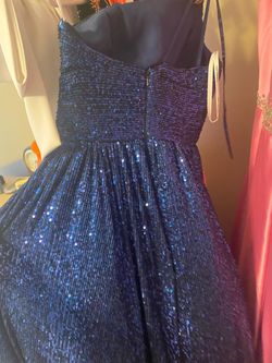 Sherri Hill Blue Size 0 Short Height One Shoulder Ball gown on Queenly
