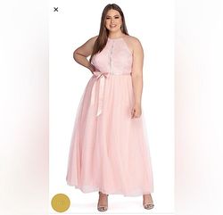 Style guineviere Windsor Light Pink Size 14 Prom Floor Length Plus Size A-line Dress on Queenly