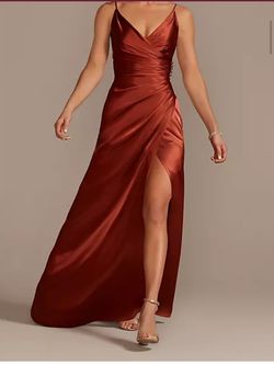 David's Bridal Brown Size 8 Medium Height Side slit Dress on Queenly