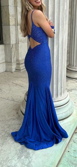 Ellie Wilde Blue Size 0 Black Tie Jewelled Free Shipping Floor Length Straight Dress on Queenly