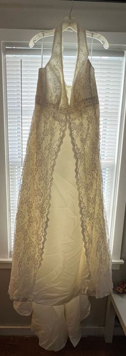 David's Bridal White Size 18 Jersey Plus Size Floor Length Lace A-line Dress on Queenly