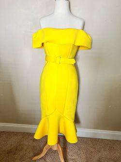 Badgley Mischka Yellow Size 2 Pageant Cocktail Dress on Queenly