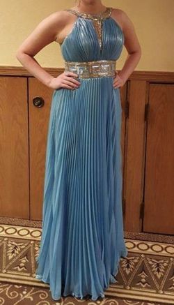 Riva Designs  Light Blue Size 6 Prom Military Straight Dress on Queenly
