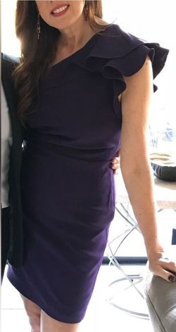 Carmen Marc Valvo Purple Size 10 Mini Sorority Formal Cocktail Dress on Queenly