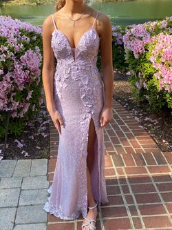 Jovani Purple Size 0 Pageant Black Tie Lavender Plunge Prom Side slit Dress on Queenly